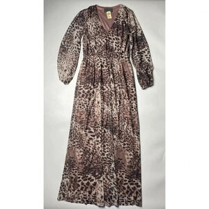 Sundays In Brooklyn Maxi Animal Print Dress Size Small Long Sleeve